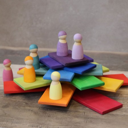 Placi din lemn pentru construit - culoare curcubeu - Grimm’s Placi din lemn pentru construit - culoare curcubeu - Grimm’s