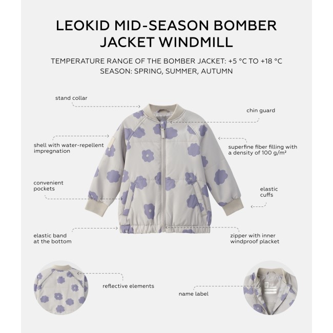 Geaca bomber pentru copii - Lilac Heather - Leokid