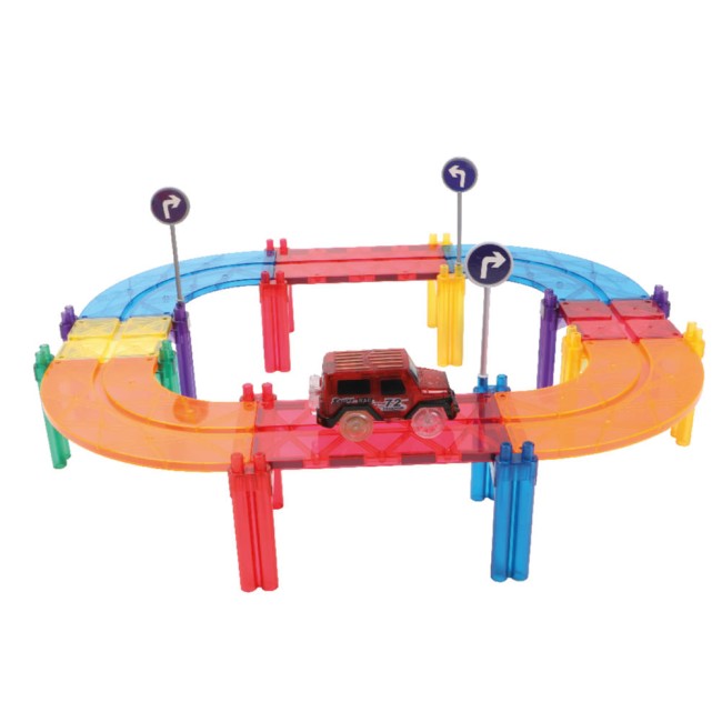 Set de constructie magnetic - Race Track Intense - 65 piese - Cleverclixx