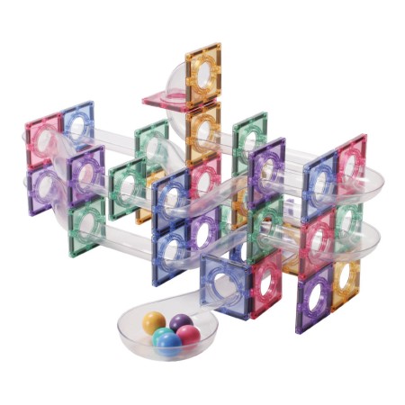 Set de constructie magnetic - Ball Run Clever Pack Pastel - 110 piese - Cleverclixx Set de constructie magnetic - Ball Run Clever Pack Pastel - 110 piese - Cleverclixx