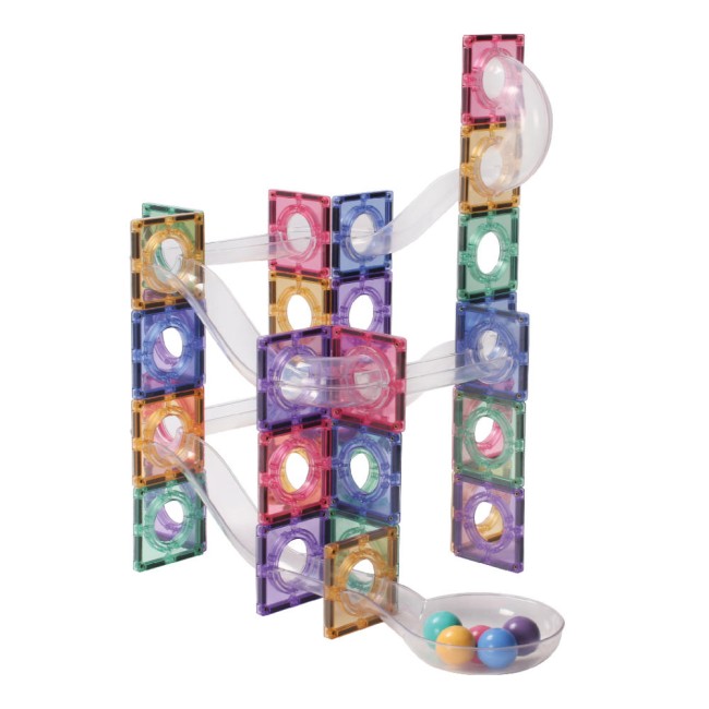 Set de constructie magnetic - Ball Run Clever Pack Pastel - 110 piese - Cleverclixx