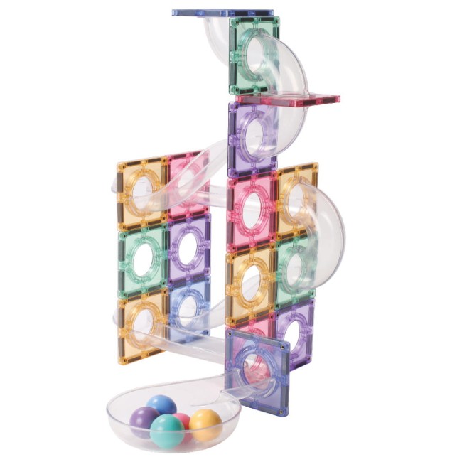 Set de constructie magnetic - Ball Run Creative Pack Pastel - 70 de piese - Cleverclixx