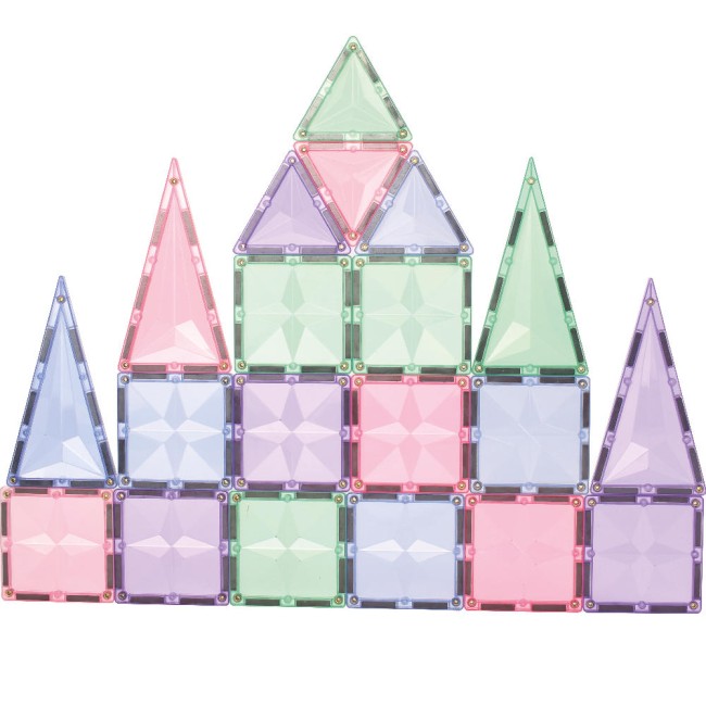 Set de constructie magnetic - Geo Pack Pastel - 45 piese - Cleverclixx