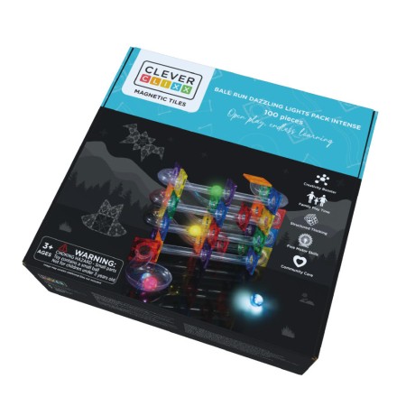 Set de constructie magnetic - Ball Run Dazzling Lights Pack Intense - 100 piese - Cleverclixx Set de constructie magnetic - Ball Run Dazzling Lights Pack Intense - 100 piese - Cleverclixx