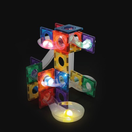 Set de constructie magnetic - Ball Run Dazzling Lights Pack Intense - 100 piese - Cleverclixx Set de constructie magnetic - Ball Run Dazzling Lights Pack Intense - 100 piese - Cleverclixx