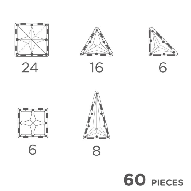 Set de constructie magnetic - Original Intense Pack - 60 piese - Cleverclixx