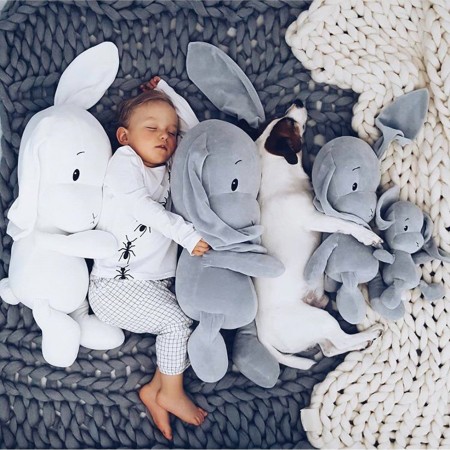 Iepuras din plus - gri cu urechi gri - 35cm - Effiki