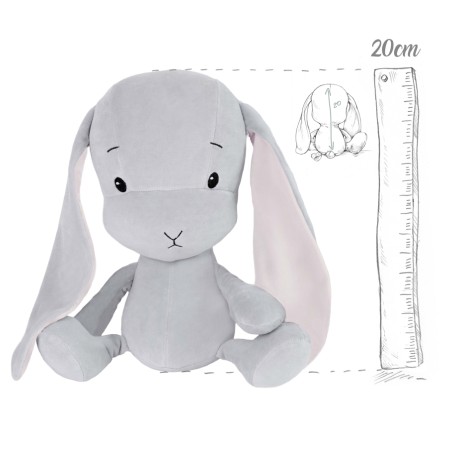 Iepuras din plus - gri cu urechi roz - 20 cm - Effiki