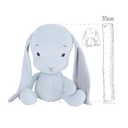Iepuras din plus - albastru cu urechi gri - 35cm - Effiki Iepuras din plus - albastru cu urechi gri - 35cm - Effiki