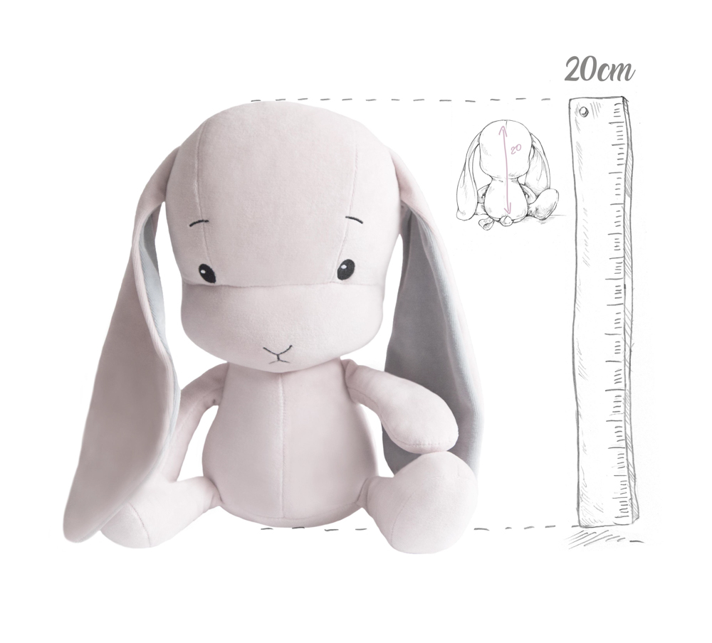 Iepuras din plus - roz cu urechi gri - 20 cm - Effiki