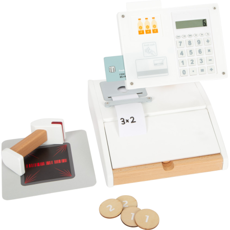 Casa de marcat din lemn cu multiple accesorii - Small Foot  Casa de marcat din lemn cu multiple accesorii - Small Foot