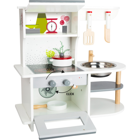 Bucatarie din lemn cu accesorii si butoane cu clicuri - Graceful - Small Foot 