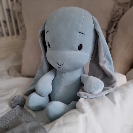 Iepuras din plus - albastru cu urechi gri - 35cm - Effiki