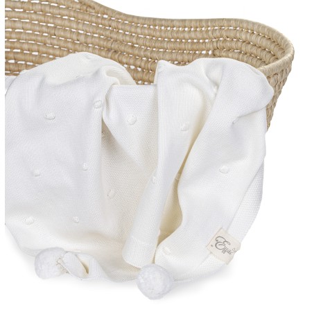 Patura din bumbac - cream cu pompoane cream - 80 x 100 cm - Effiki