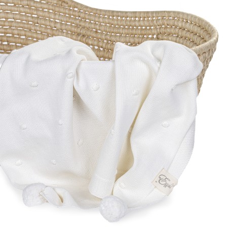 Patura din bumbac - cream cu pompoane cream - 80 x 100 cm - Effiki
