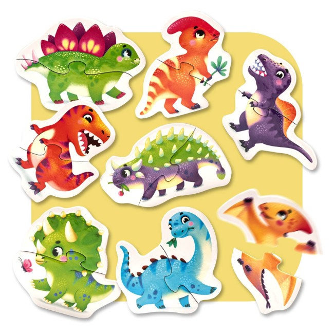 Mini 8 puzzle - Dinozauri fericiti - 16 piese