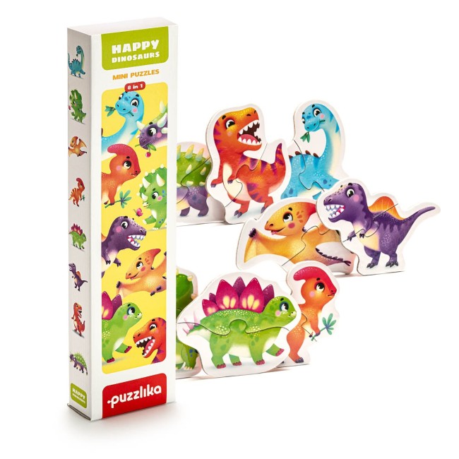 Mini 8 puzzle - Dinozauri fericiti - 16 piese